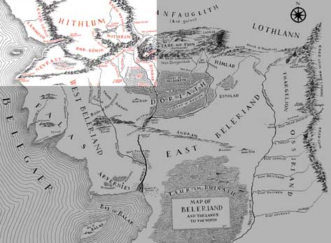 Место Хитлума на карте Бэлэрианда